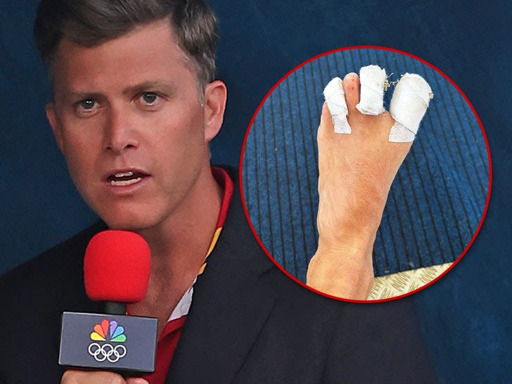 NBC's Colin Jost Shows Off Wrapped Toes After Injury During Olympic Coverage
