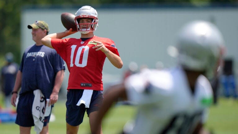 Drake Maye rises up depth chart and other takeaways from Patriots’ OTA practice