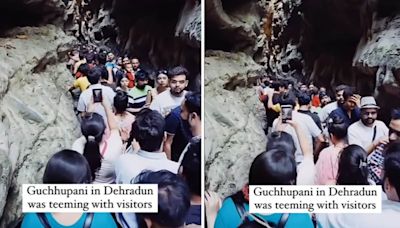 Chaos erupts as tourists crowd Dehradun’s Gucchupani Cave, viral video sparks criticism