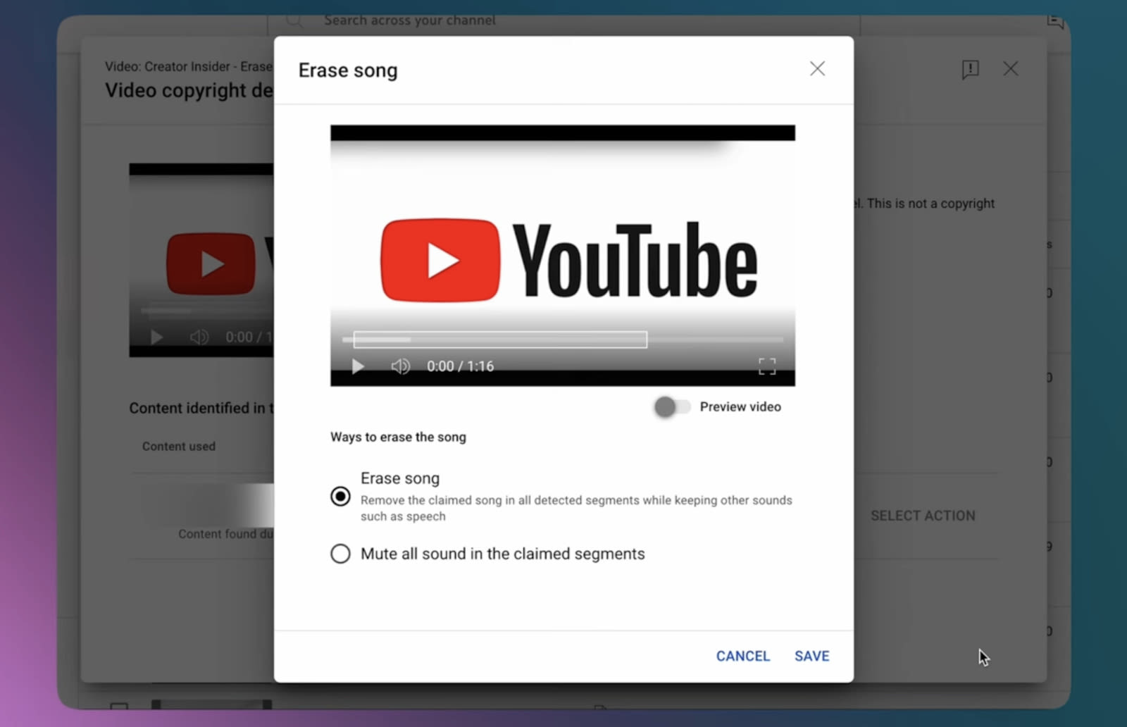 YouTube upgrades its 'erase song' tool to remove copyrighted music only