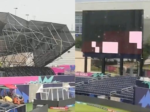 T20 World Cup 2024: USA vs Bangladesh Warm-Up Cancelled As Tornado Destroys TV Screen At Dallas Stadium; Visuals Surface