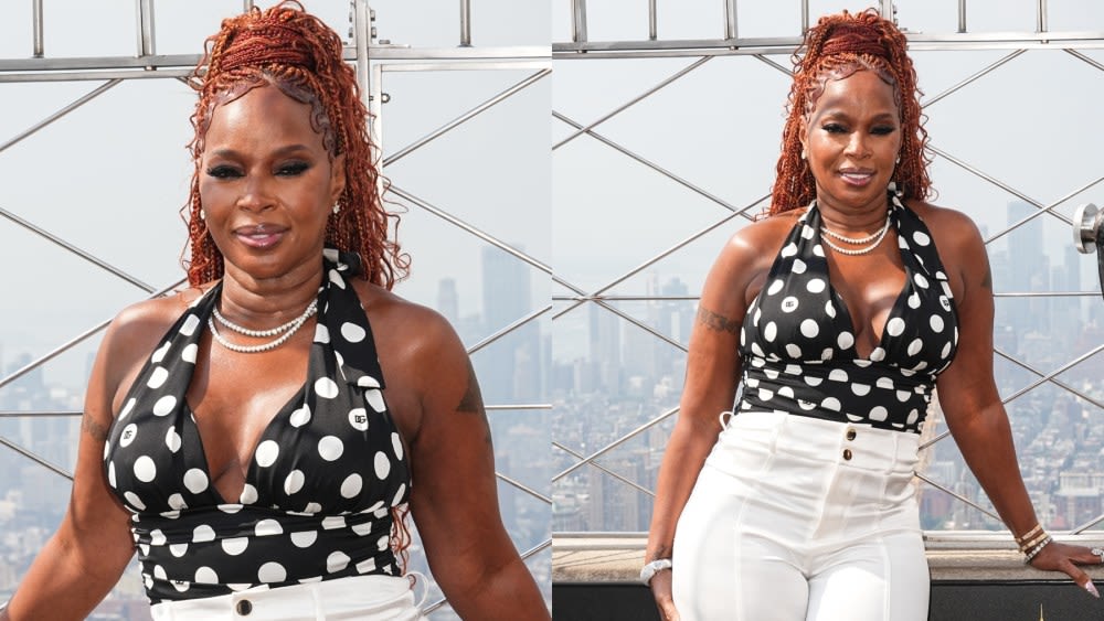 Mary J. Blige Embraces ’50s Flairs in Polka Dot Halter Top and High-waisted Trousers to Celebrate Ghirardelli’s Grand Opening in New York