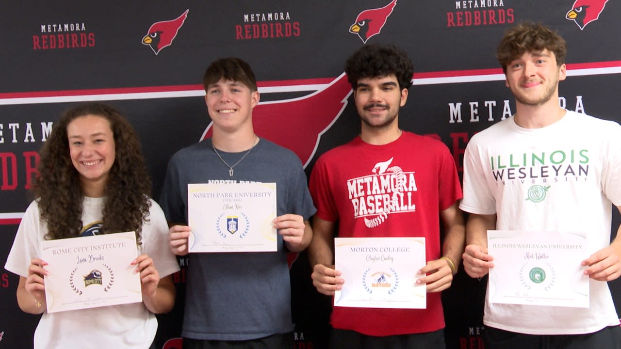 From Rome to Normal: Metamora signs 4 athletes to collegiate level