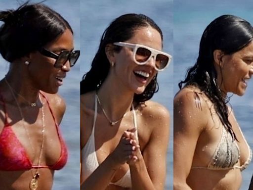 Naomi Campbell, Eiza González e Michelle Rodriguez curtem do sol ao mar em praia de Ibiza; fotos