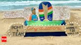 Sand artist Sudarsan Pattnaik congratulates Team India on winning T20 World Cup | Cricket News - Times of India