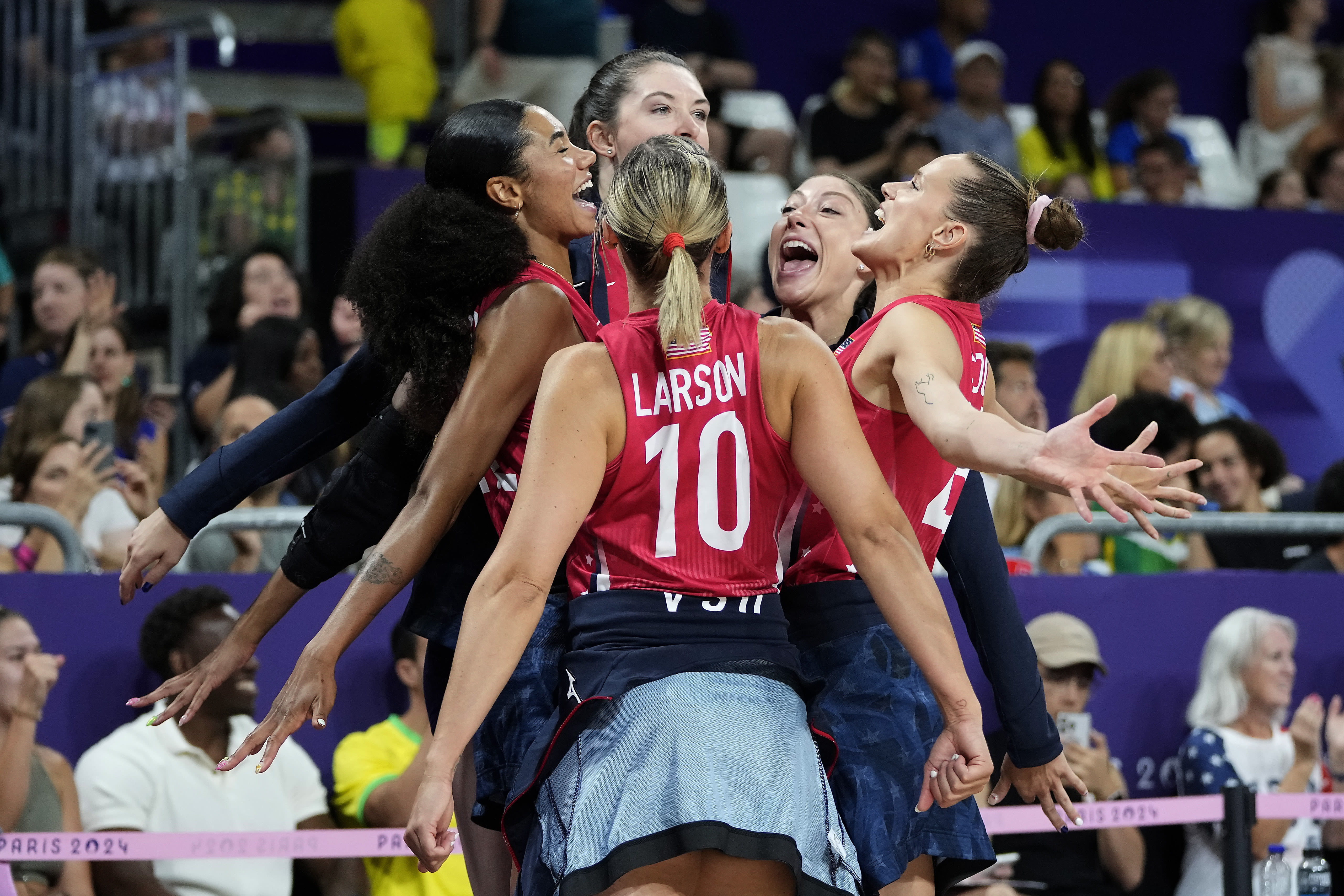 Defending champion US women's volleyball team beats Brazil in semifinal thriller at Paris Olympics