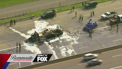 Woman and two children die in fiery crash on I-270