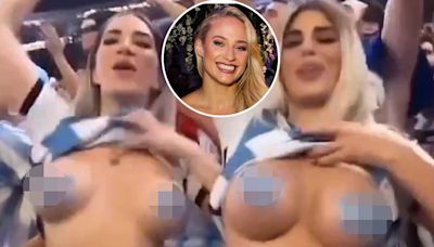 Ebanie Bridges shares video of Argentina fans flashing boobs with cheeky caption