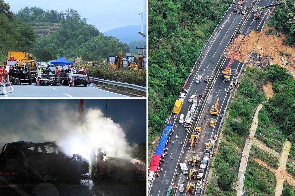 Massive highway collapse kills at least 48 in China as desperate search for survivors launched