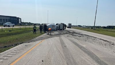 Cement truck rollover on I-94 in West Fargo - KVRR Local News