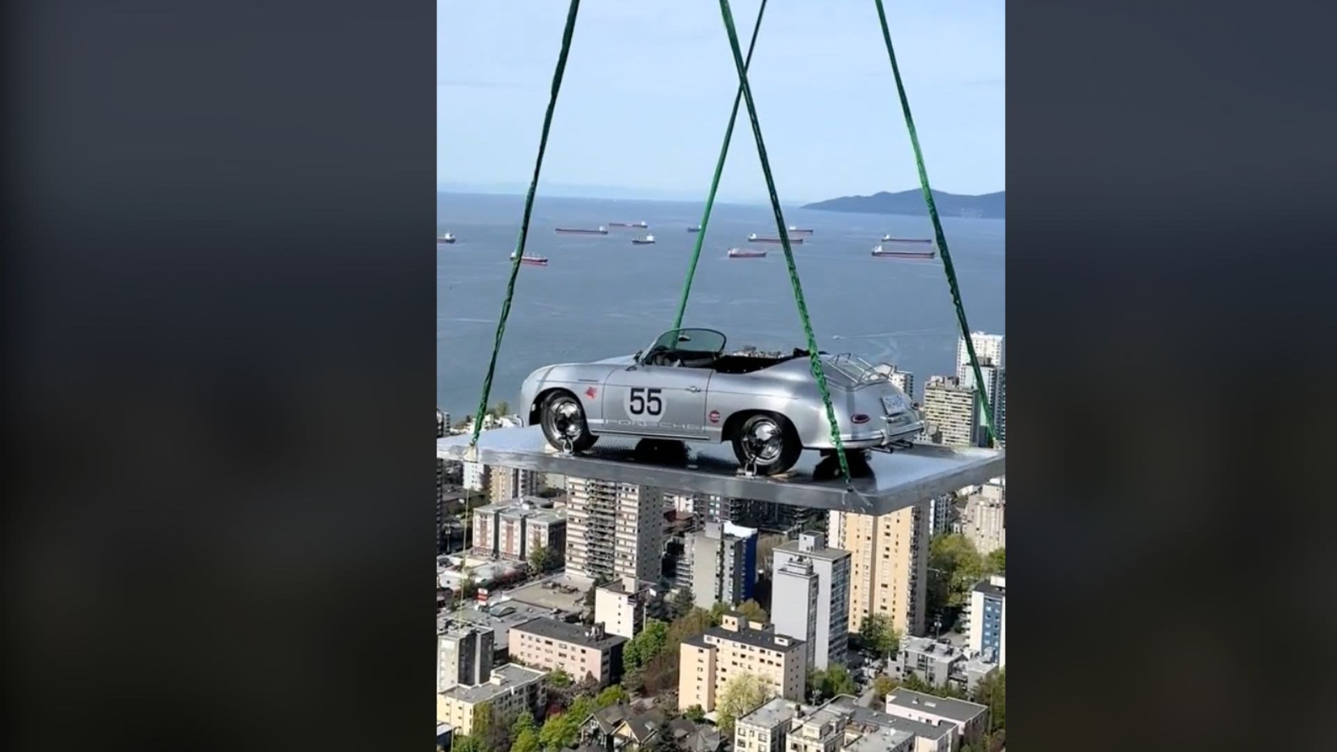 1957 Porsche Speedster Hoisted to 58th Floor of Vancouver's Luxury High-Rise