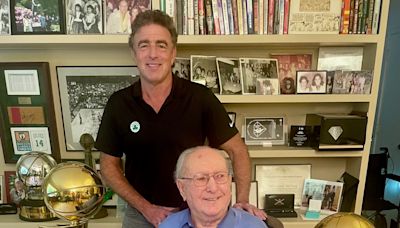 'He’s always been a team player': Celtics owner pays visit, tribute to Bob Cousy, with NBA championship trophies in tow