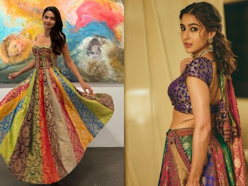 Fashion face off: Sara Ali Khan and Anushka Sen redefine sustainable glamour with their similar upcycled Banarasi ensemble