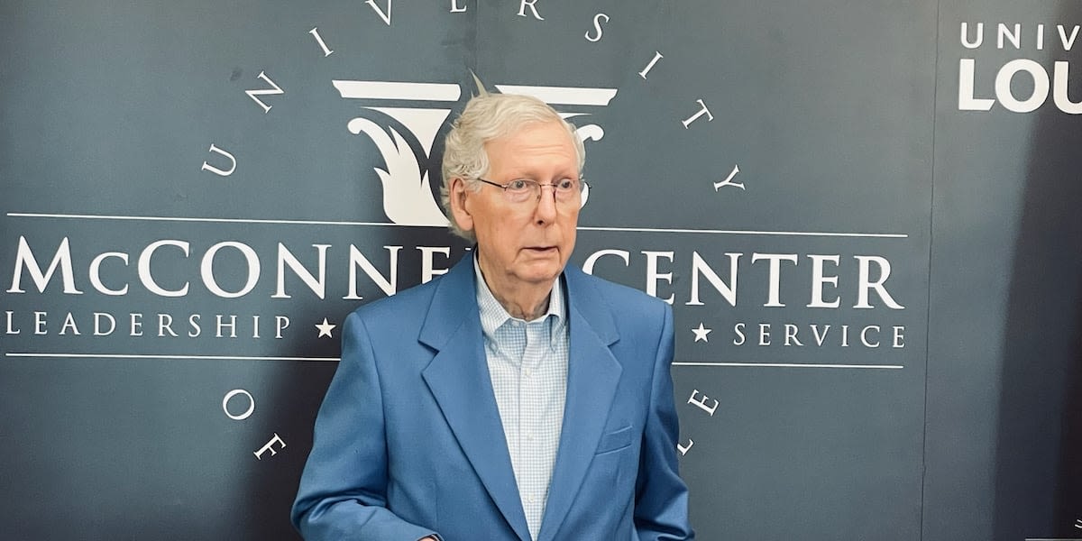 Mitch McConnell speaks in Louisville discussing his role in securing resources for national security priorities