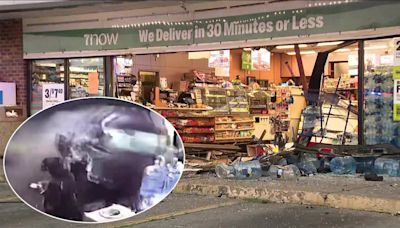Video: Car smashes through 7-Eleven filled with customers in Northeast Philadelphia