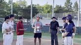 Video: St. Helena High Athletic Director Brandon Farrell meets with his and Redwood Christian's coaches and players before pitcher Micah Marquez keeps the Saints pumped up on May 15