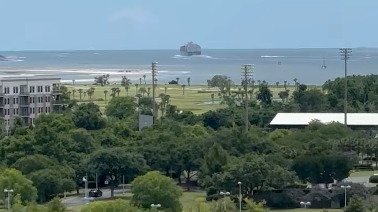 Container ship that lost control of its engines has departed Charleston Harbor