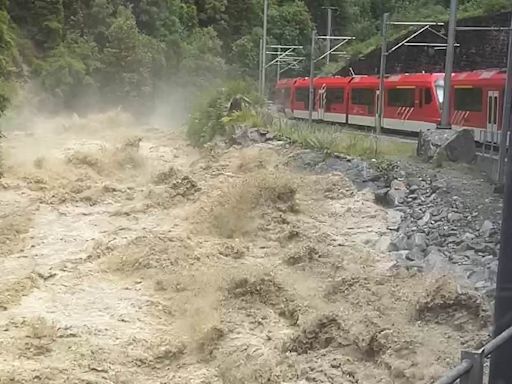 Swiss ski resort is hit by flooding as river busts its banks