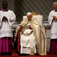 Pope Francis presides over the Vespers prayer service on the day of the Ascension of Jesus Christ on Thursday