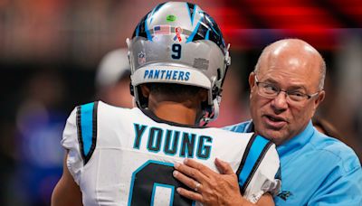 Panthers HC Dave Canales asked if David Tepper played a role in decision to bench Bryce Young