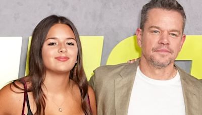 Matt Damon poses with his mini-me teen daughter Gia, 14