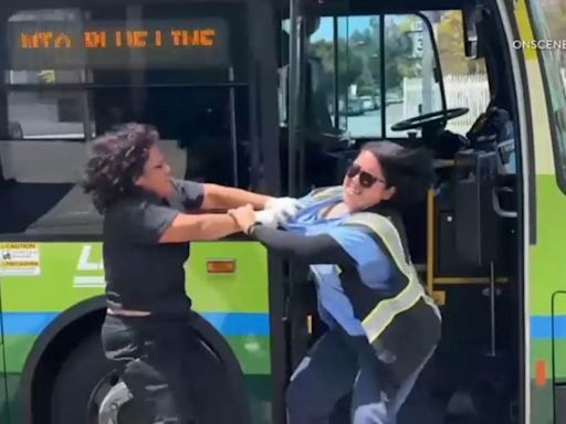 Los Angeles bus driver fights back after female suspect attacks her over alleged fare dispute