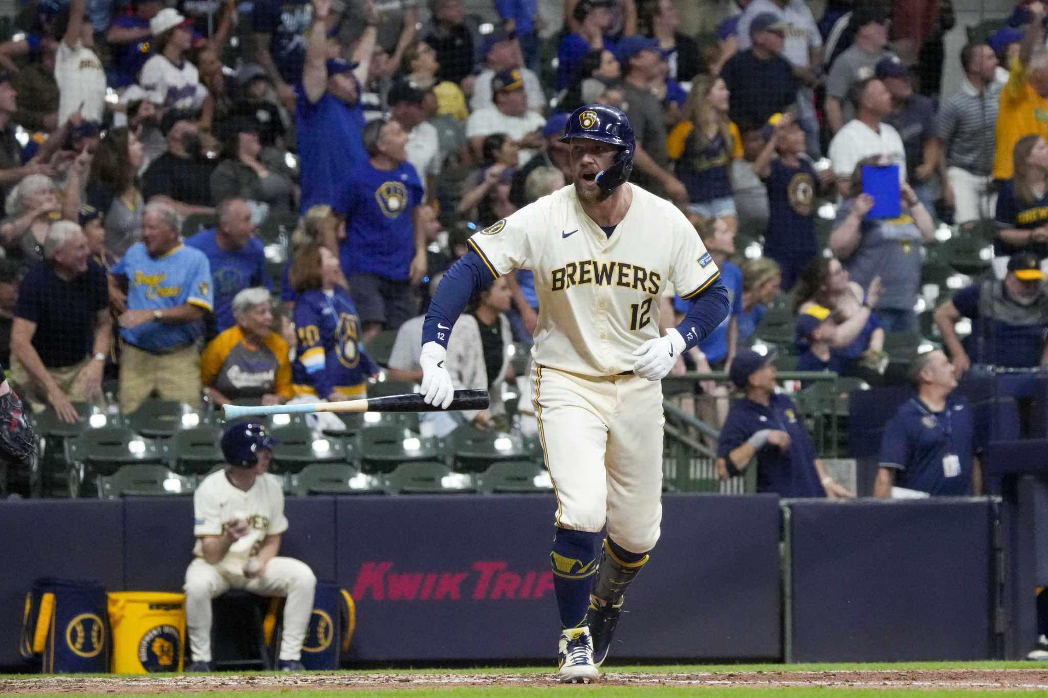 Rhys Hoskins' grand slam sparks Brewers to 6-3 victory over Rangers