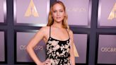 Jennifer Lawrence Wows in Black Floral Dior Dress on Governors Ball Red Carpet