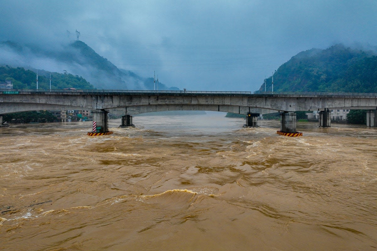 Highway collapses from torrential rain in China killing 24 people