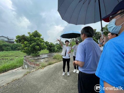 陳亭妃冒雨偕農水署會勘 爭取整建排水灌溉溝渠預算防堵淹水