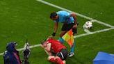 Austria captain Marcel Sabitzer hit in face by object thrown from crowd during ugly scenes in Turkey clash