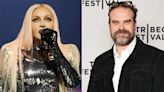 Madonna dancer shoves football at David Harbour's crotch as pop icon reunites with her “W.E.” star on tour