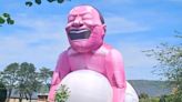 Giant inflatable 'monstrosity' on all fours raises eyebrows in quiet UK town