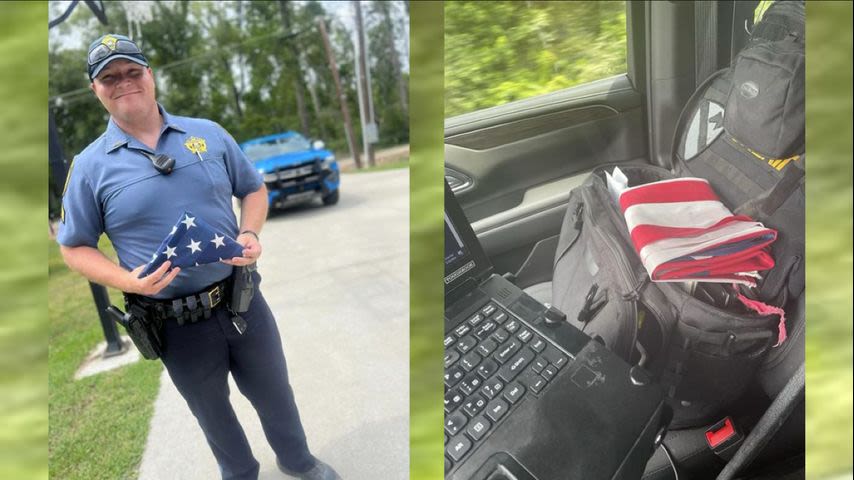 Deputy recovers discarded flag along Livingston Parish highway