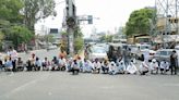 Teachers protest, block road in Jalandhar West