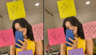 Rashmika Mandanna Spreads Positivity With On-Point Mirror Selfie, Don’t Miss The Post-It Notes - News18