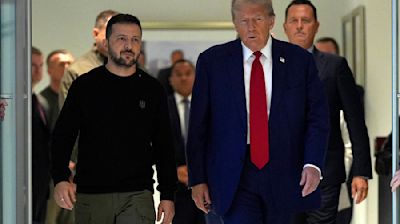 Trump and Zelenskyy meet in New York as election holds high stakes for US support for Ukraine