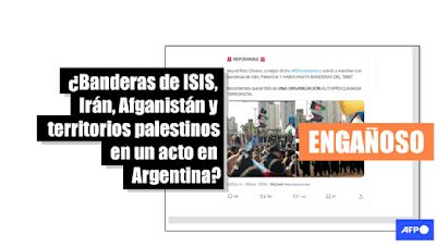 Foto con banderas del EI, Irán y Afganistán en marcha en Argentina está manipulada