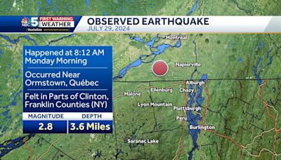 2.8 magnitude earthquake in Canada felt in parts of Northern New York