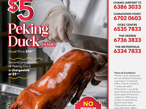 Grab Peach Garden’s $5 peking duck with no catch for anniversary