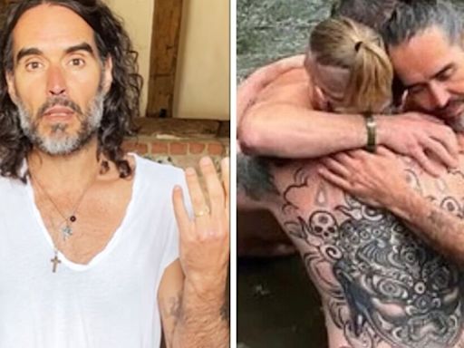 ‘Blessed’ Russell Brand joined by Bear Grylls for baptism in the Thames