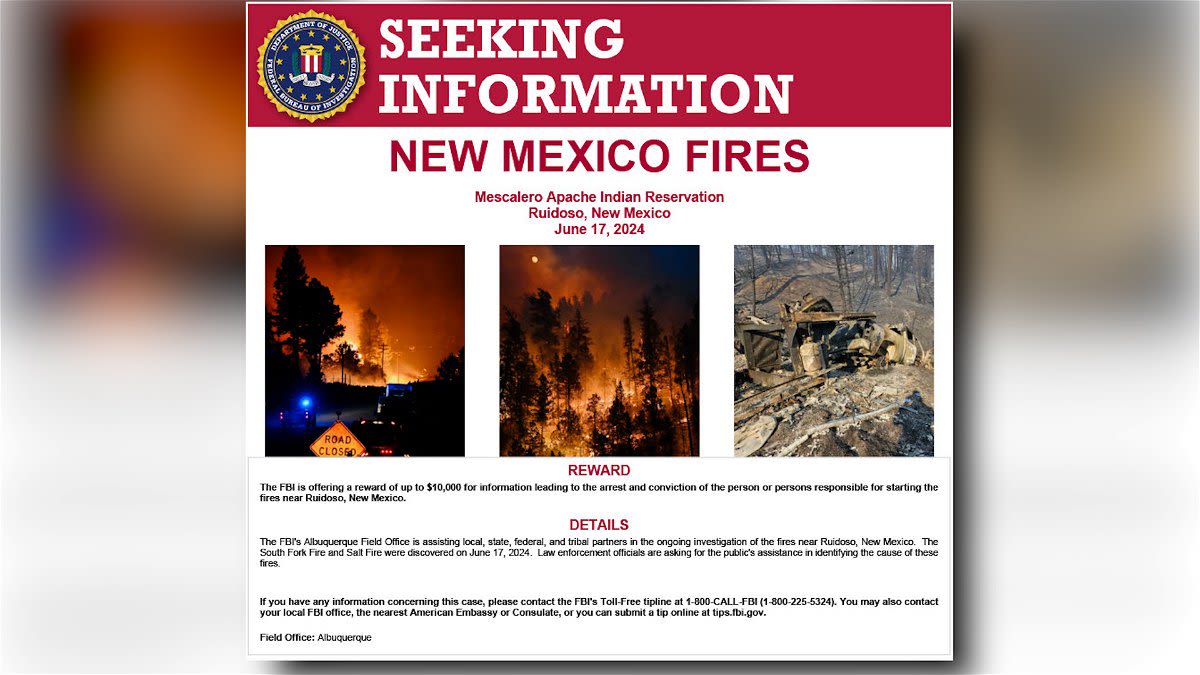 FBI asking the public for information on the cause of the Ruidoso wildfires, offering a reward - KVIA