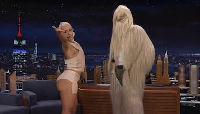 Doja Cat wears THONG for very cheeky appearance on The Tonight Show Starring Jimmy Fallon but is suddenly shy when it's time to dance: 'Don't look at my a**!'