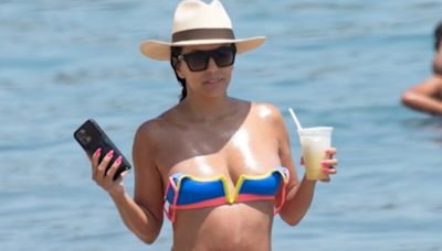 Eva Longoria, 49, wows in blue bikini on Spanish beach before cheering Wrexham