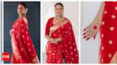 From chand-buta red silk saree to custom-made choker set: Taking a closer look at Sonakshi Sinha's ethereal wedding reception look - See new photos | - Times of India