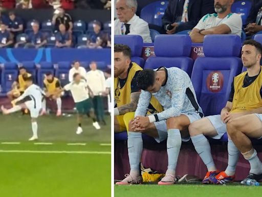 Diogo Jota forced to endure Cristiano Ronaldo's latest tantrum as water bottle kicked