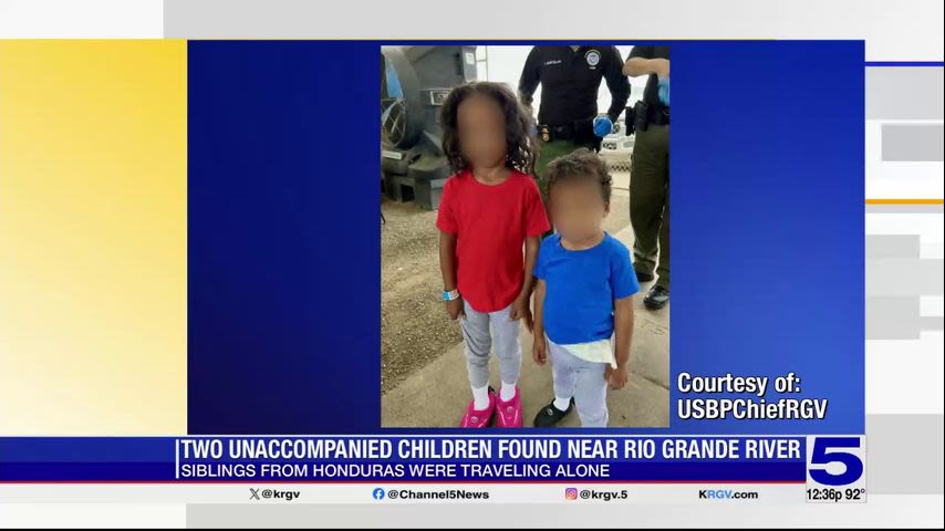 Valley Border Patrol agents find two unaccompanied children from Honduras near the Rio Grande