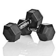 Hand-held weights used for weight training exercises such as bicep curls, tricep extensions, and shoulder presses. Popular for building muscle and strength. May come in various weights and materials such as metal, rubber, or neoprene.