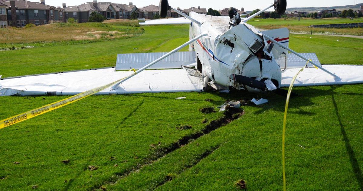 Small plane crashes on Denver metro area golf course, lands upside down