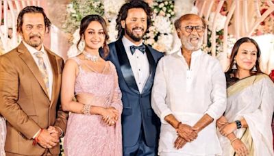 Viral: Rajinikanth And His Daughter Attend Arjun Sarja's Daughter Aishwarya's Reception